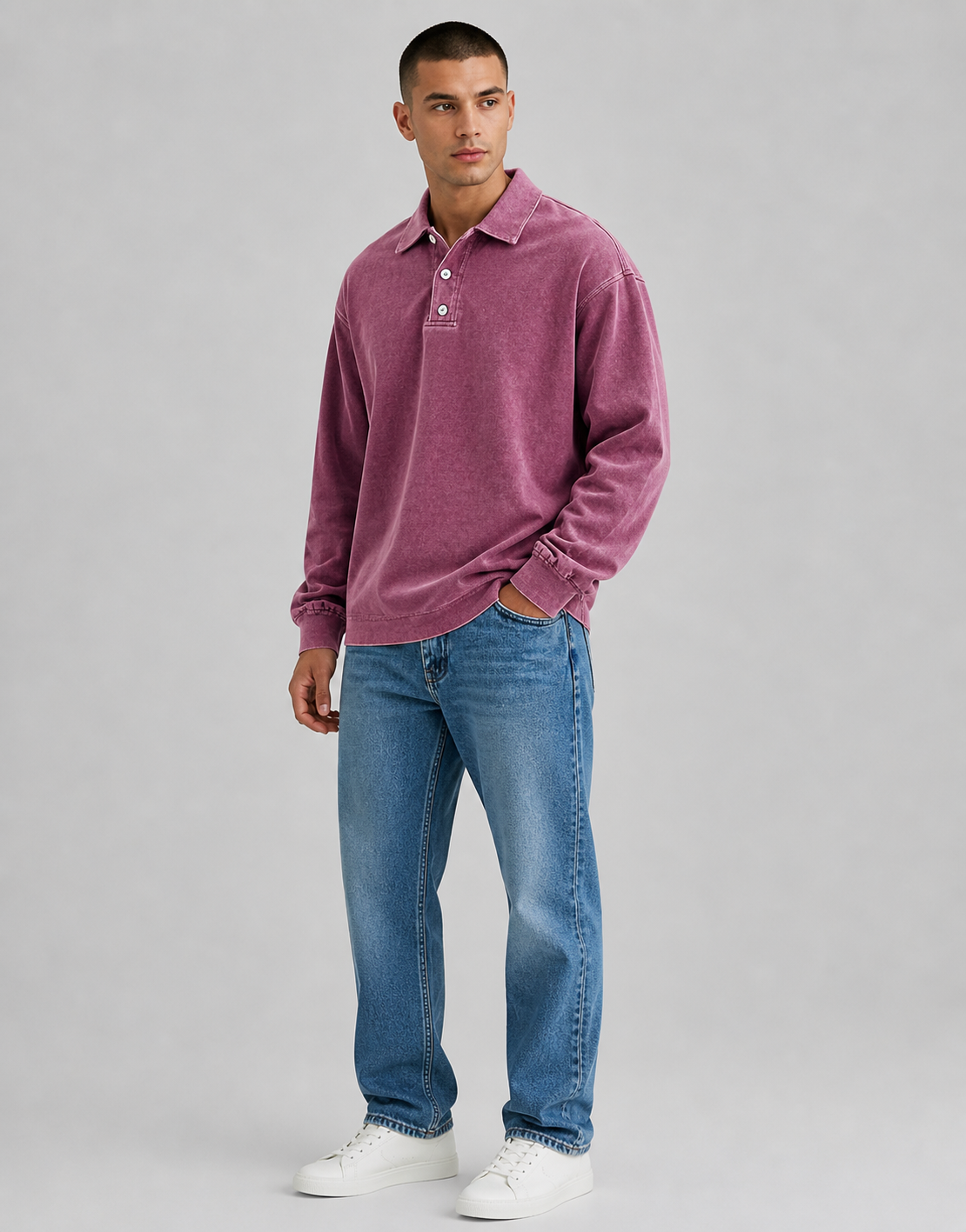 Buster | Men’s Button Long Sleeve Polo Shirt
