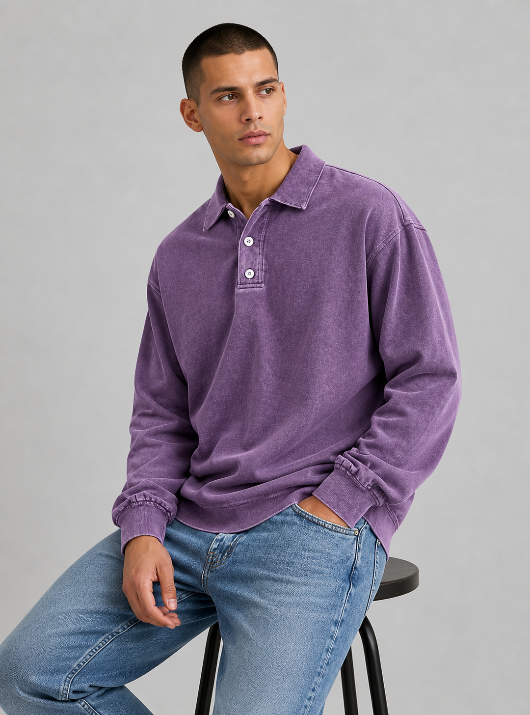Buster | Men’s Button Long Sleeve Polo Shirt