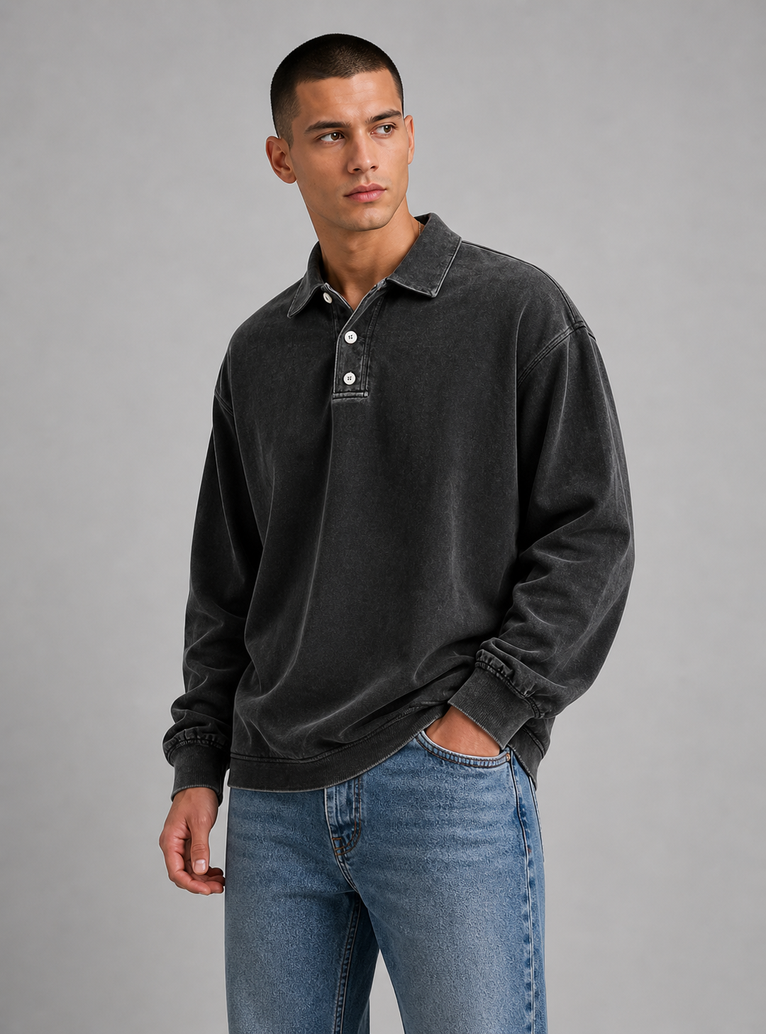 Buster | Men’s Button Long Sleeve Polo Shirt
