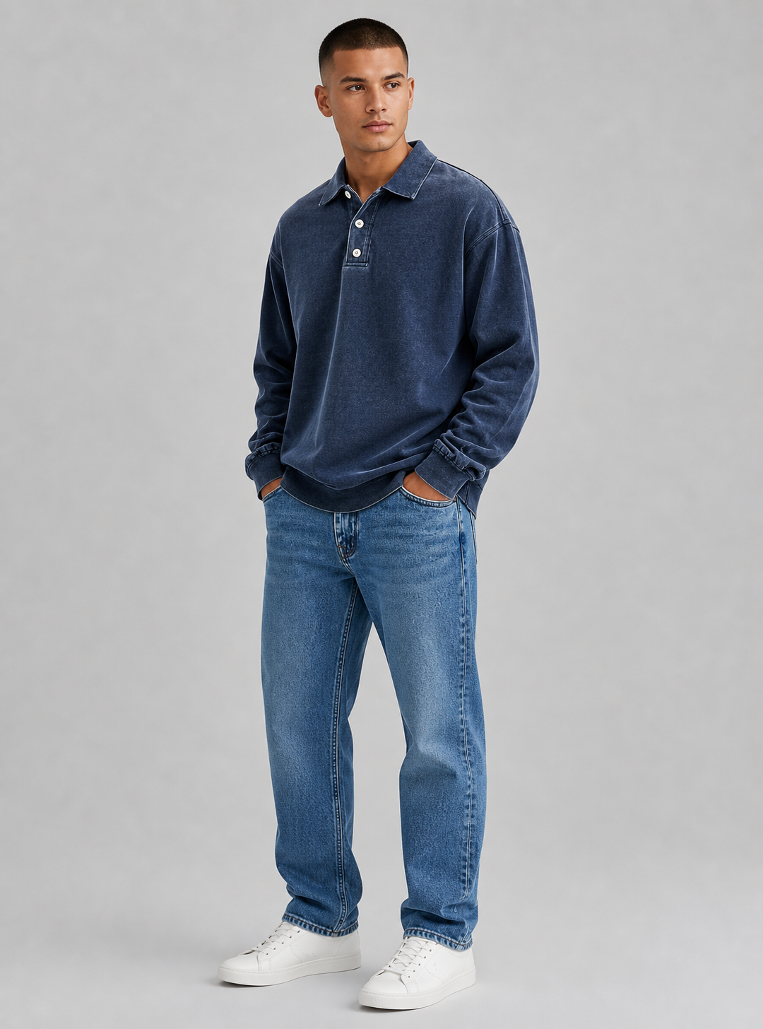 Buster | Men’s Button Long Sleeve Polo Shirt