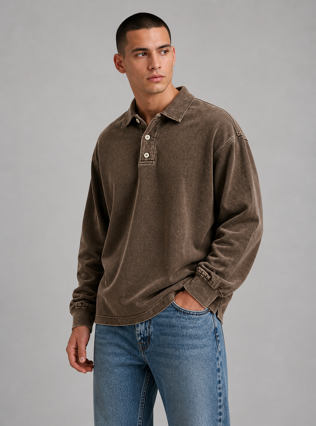 Buster | Men’s Button Long Sleeve Polo Shirt