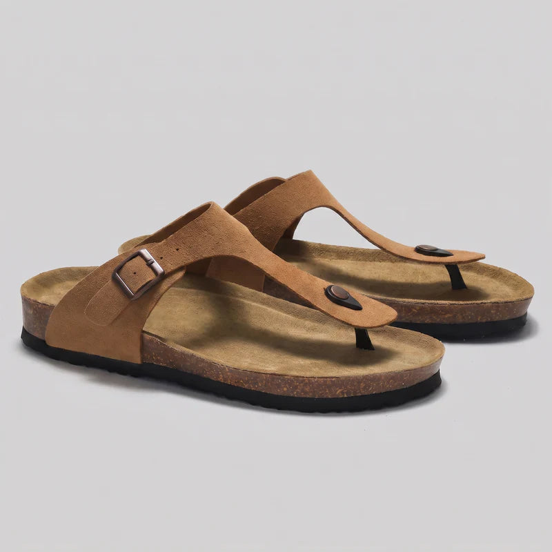 Byron | Men’s Toe Post Adjustable Buckle Cork Slippers