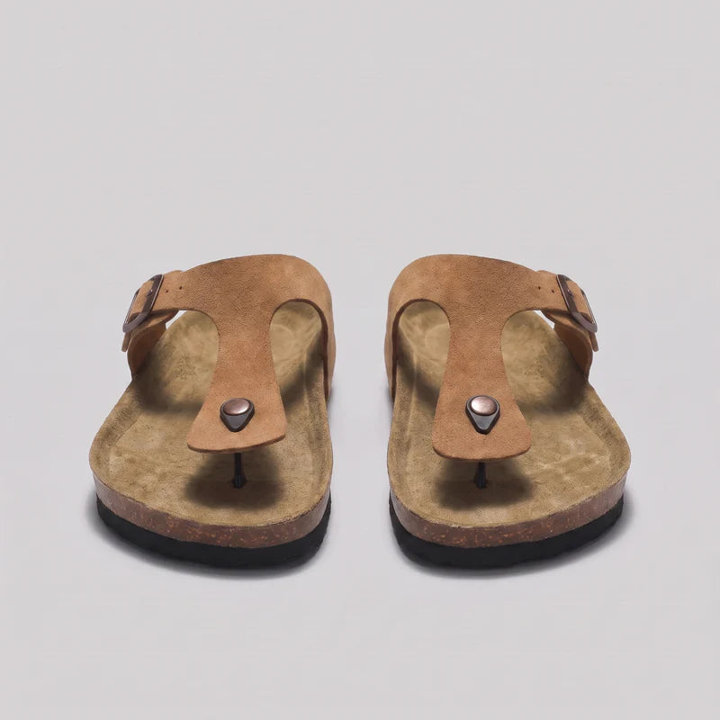 Byron | Men’s Toe Post Adjustable Buckle Cork Slippers