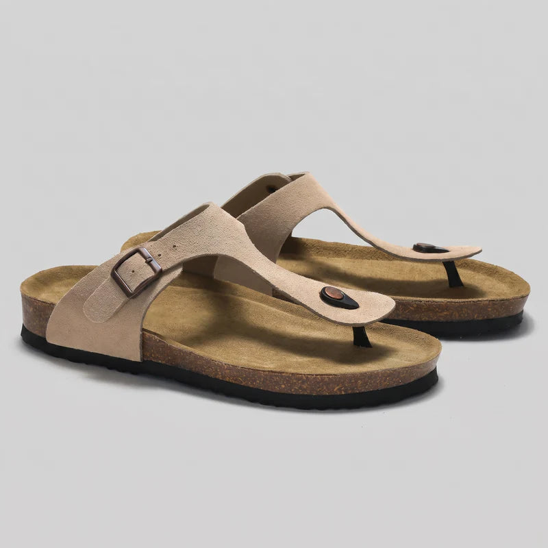 Byron | Men’s Toe Post Adjustable Buckle Cork Slippers