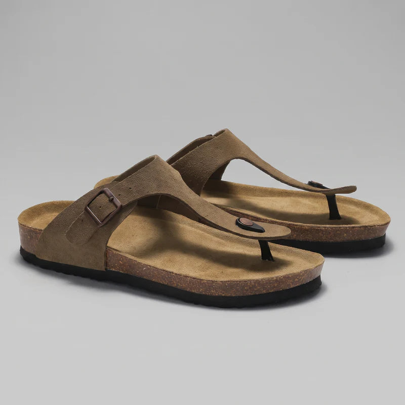 Byron | Men’s Toe Post Adjustable Buckle Cork Slippers