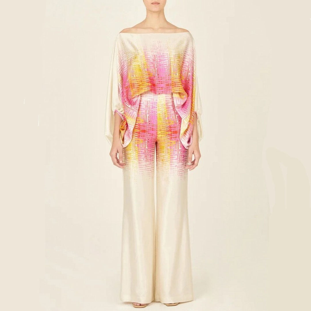 Caitlyn | Women's Printed Off-Shoulder Wide Leg Two Piece Set