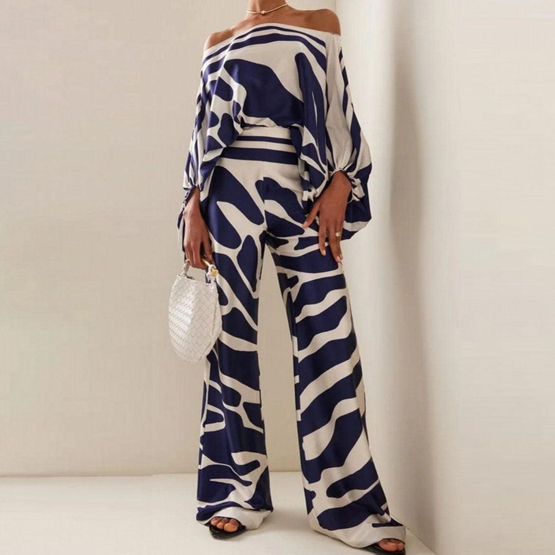 Caitlyn | Women's Printed Off-Shoulder Wide Leg Two Piece Set