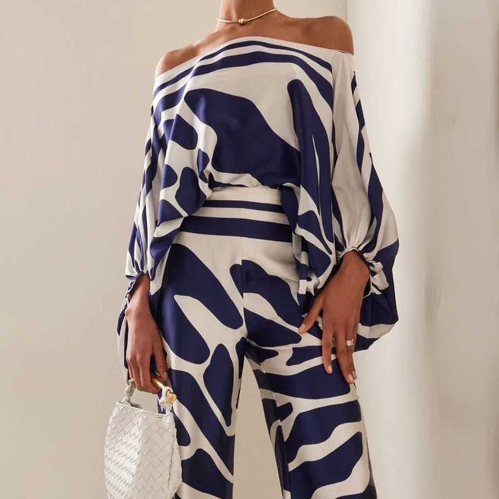 Caitlyn | Women's Printed Off-Shoulder Wide Leg Two Piece Set