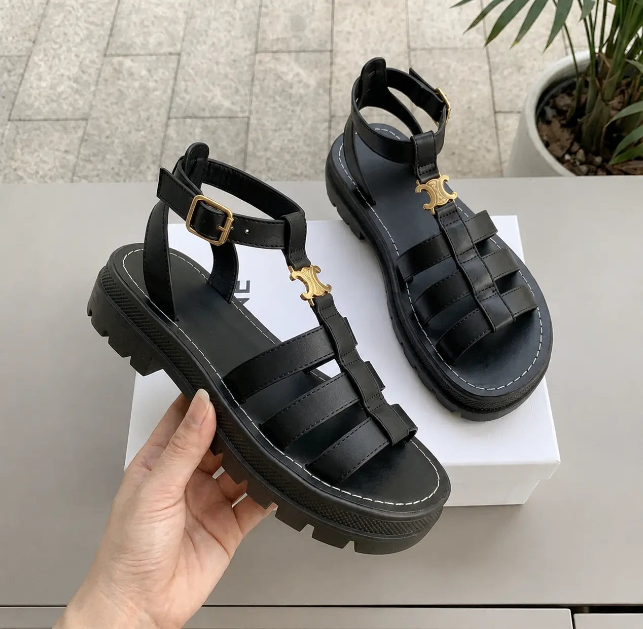 Cambria | Women’s Multi Strap Open Toe Buckle Closure Platform Sandals