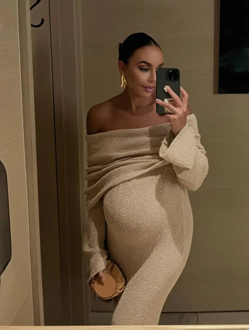 Camryn | Women’s Off Shoulder Long Sleeve Maternity Maxi Dress