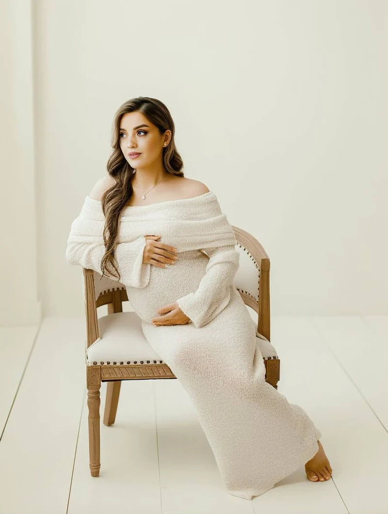 Camryn | Women’s Off Shoulder Long Sleeve Maternity Maxi Dress