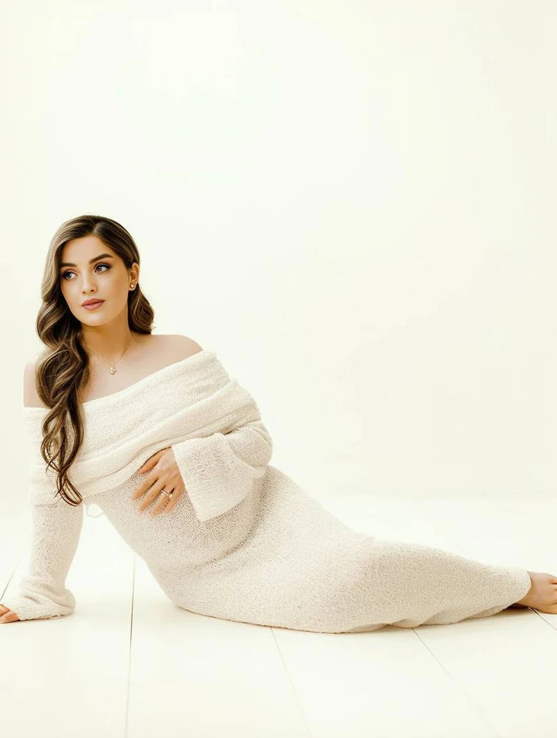Camryn | Women’s Off Shoulder Long Sleeve Maternity Maxi Dress