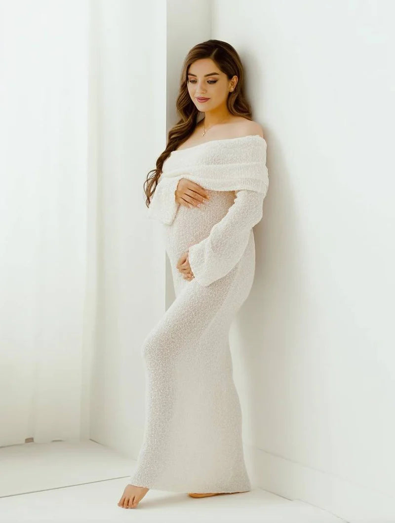 Camryn | Women’s Off Shoulder Long Sleeve Maternity Maxi Dress