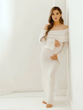 Camryn | Women’s Off Shoulder Long Sleeve Maternity Maxi Dress