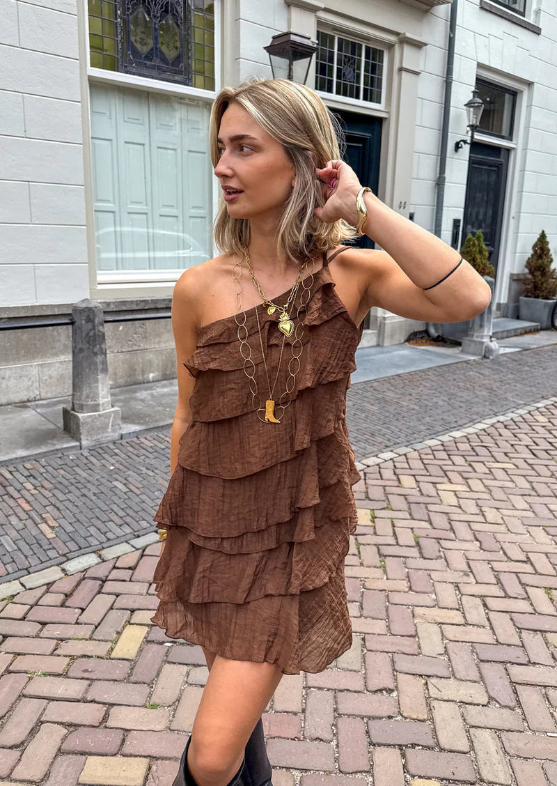 Candela | Women's Ruffle Asymmetric Sleeveless Summer Mini Dress