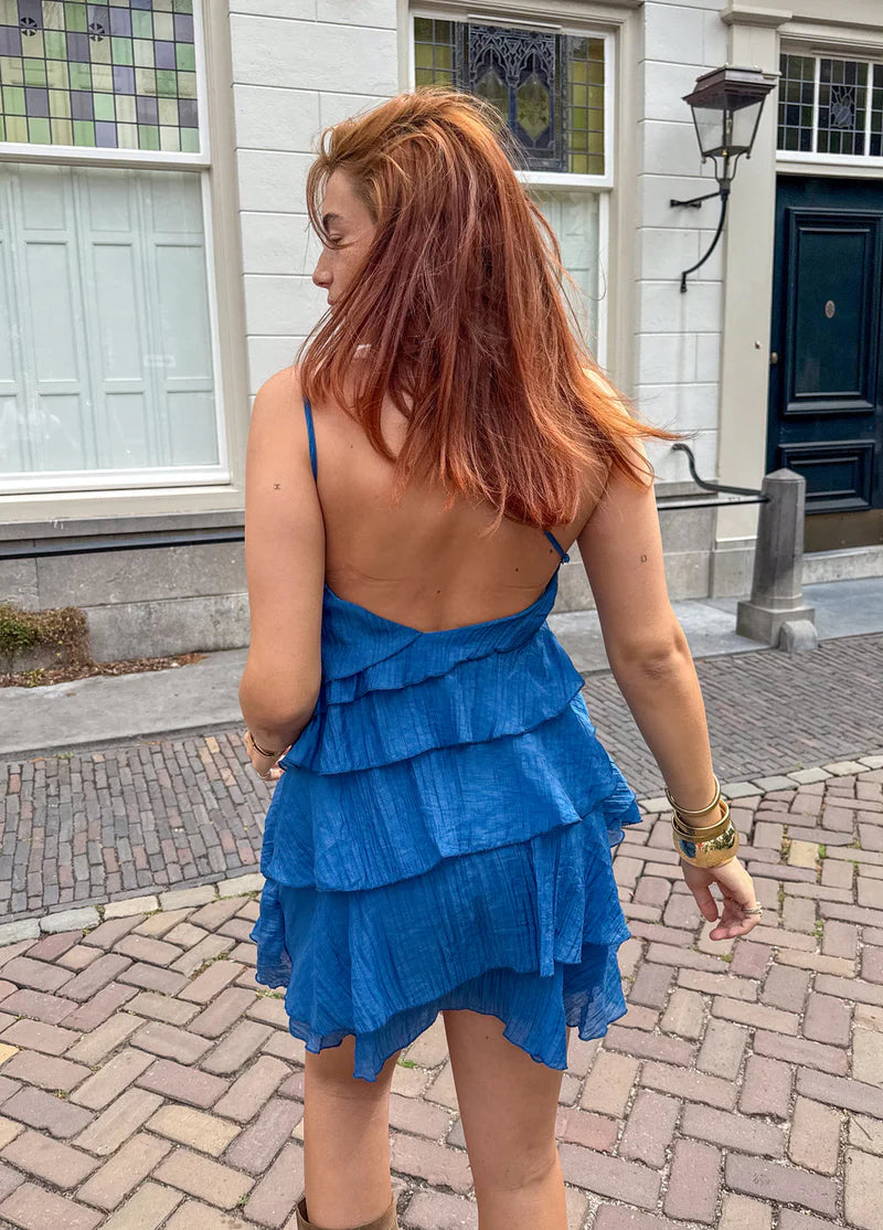 Candela | Women's Ruffle Asymmetric Sleeveless Summer Mini Dress