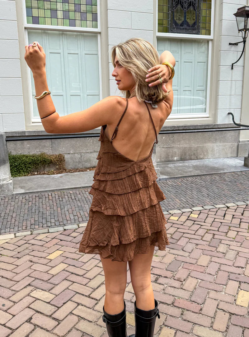 Candela | Women's Ruffle Asymmetric Sleeveless Summer Mini Dress