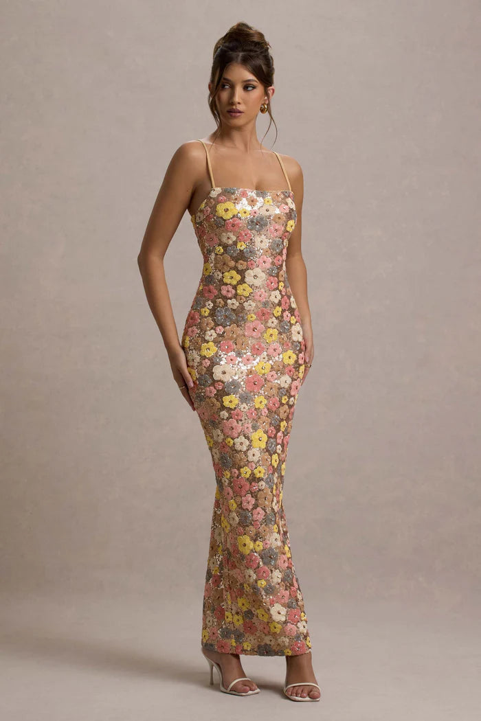Candice | Women's Bodycon Floral Sleeveless Maxi Dress