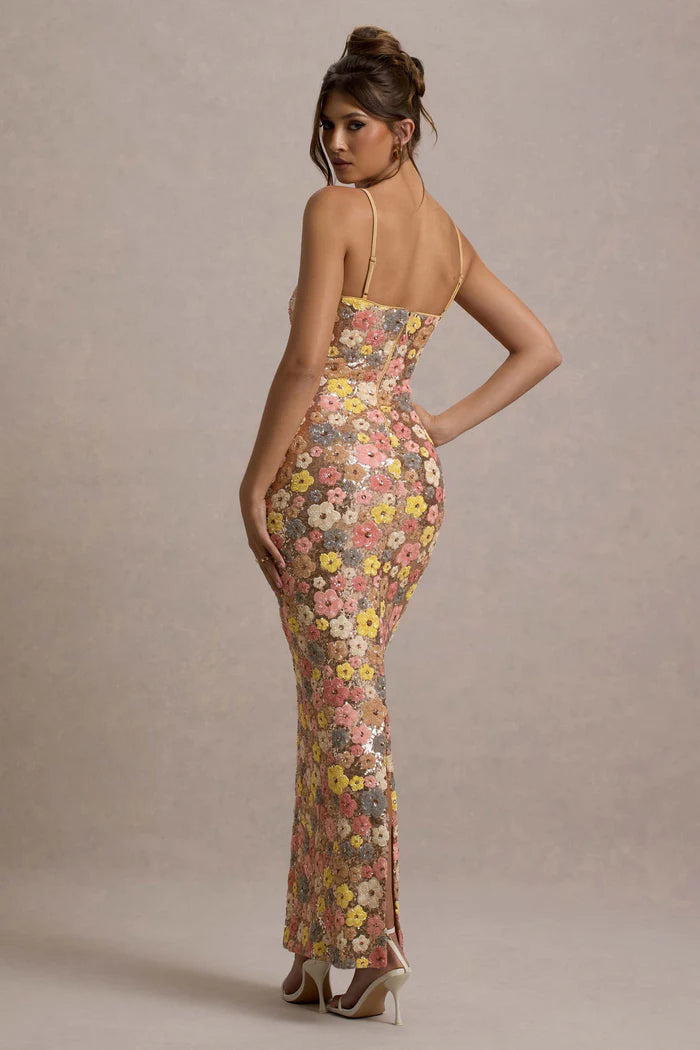 Candice | Women's Bodycon Floral Sleeveless Maxi Dress