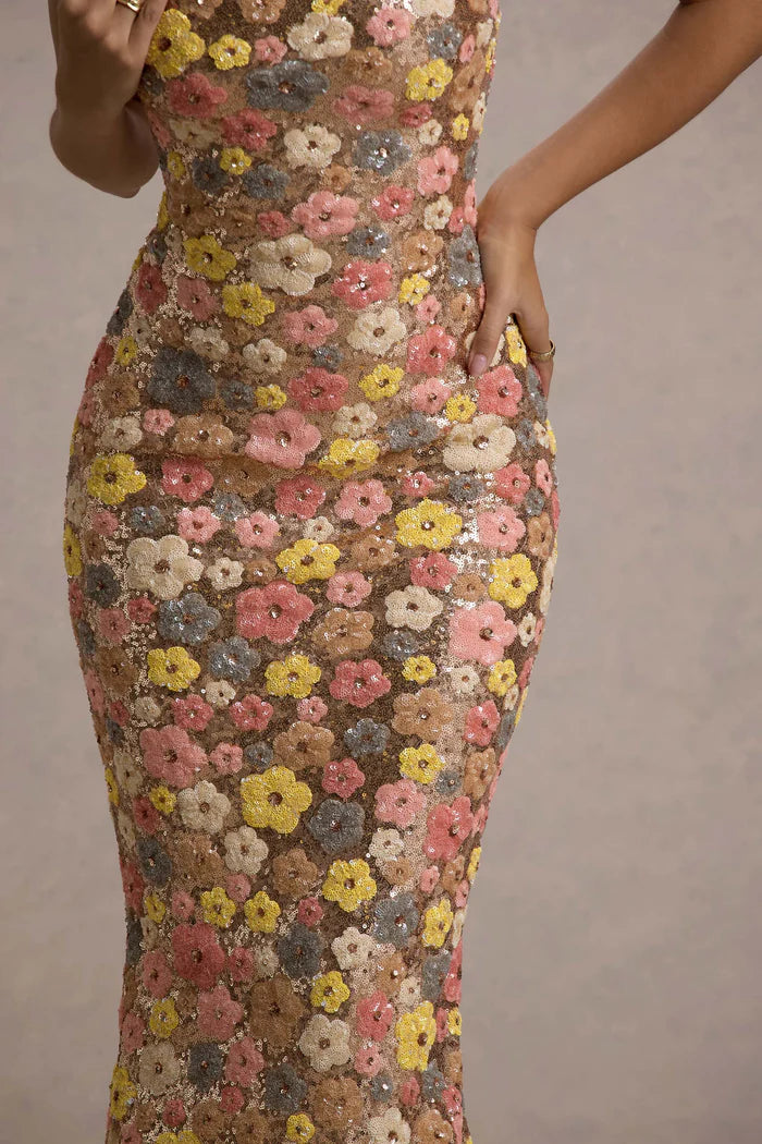 Candice | Women's Bodycon Floral Sleeveless Maxi Dress