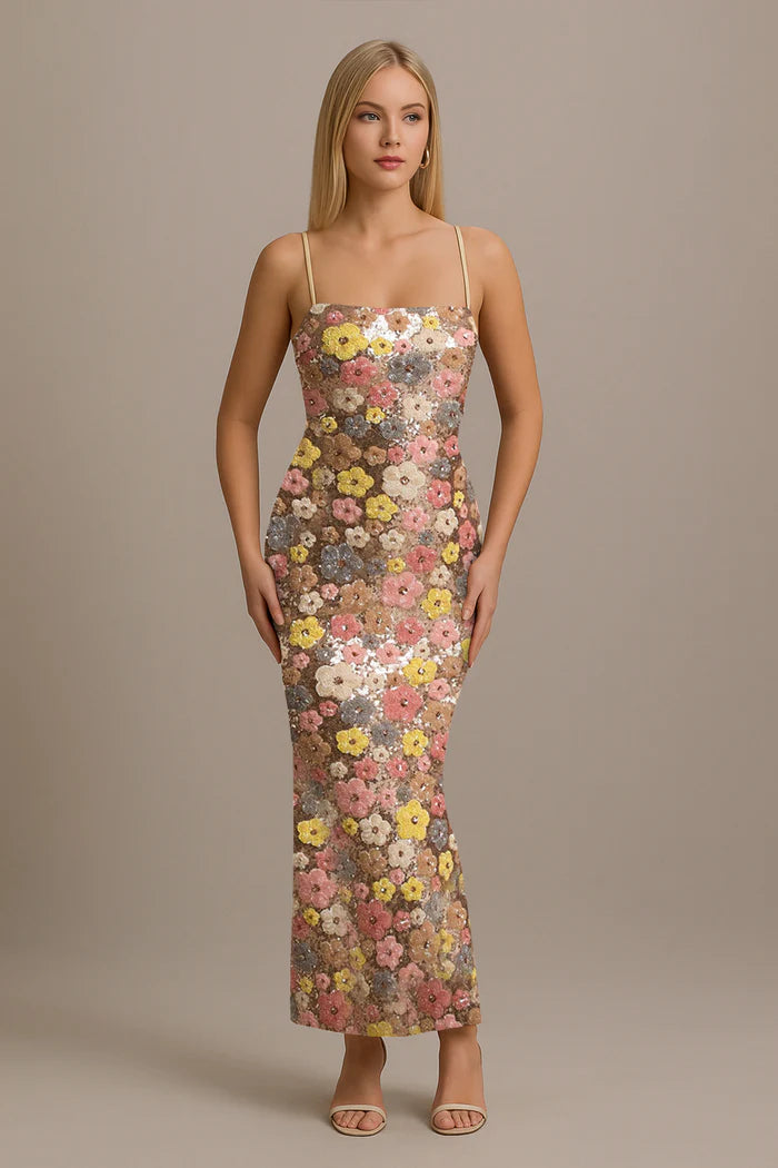 Candice | Women's Bodycon Floral Sleeveless Maxi Dress