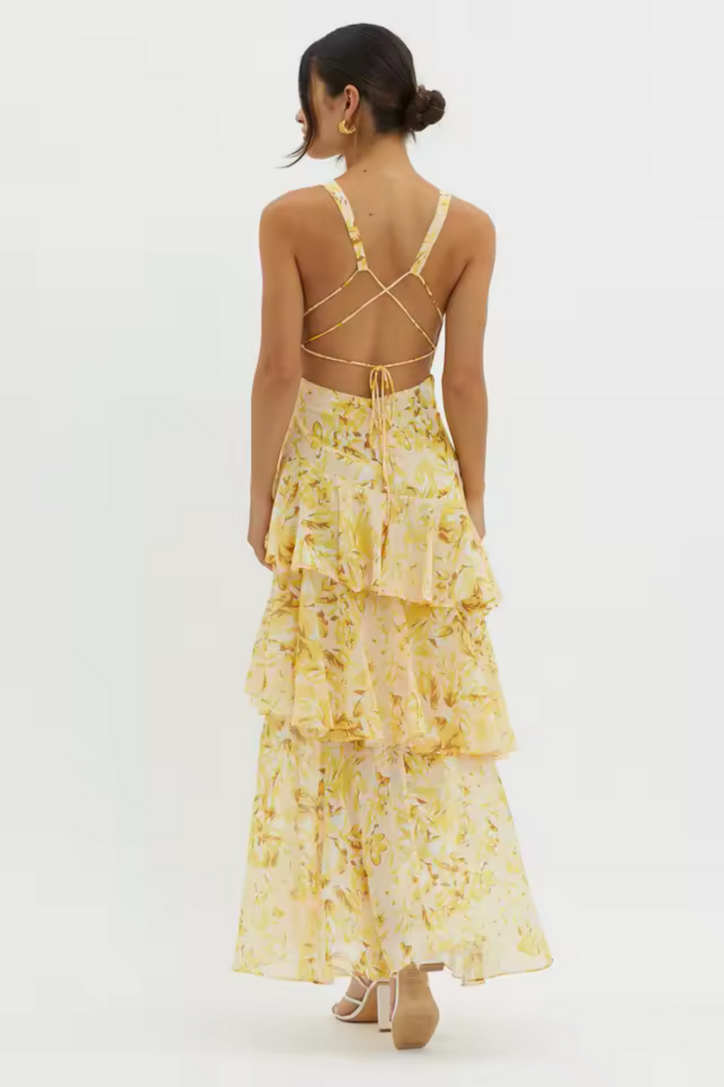 Carissa | Women’s Deep V Neck Flowy Tiered Maxi Dress