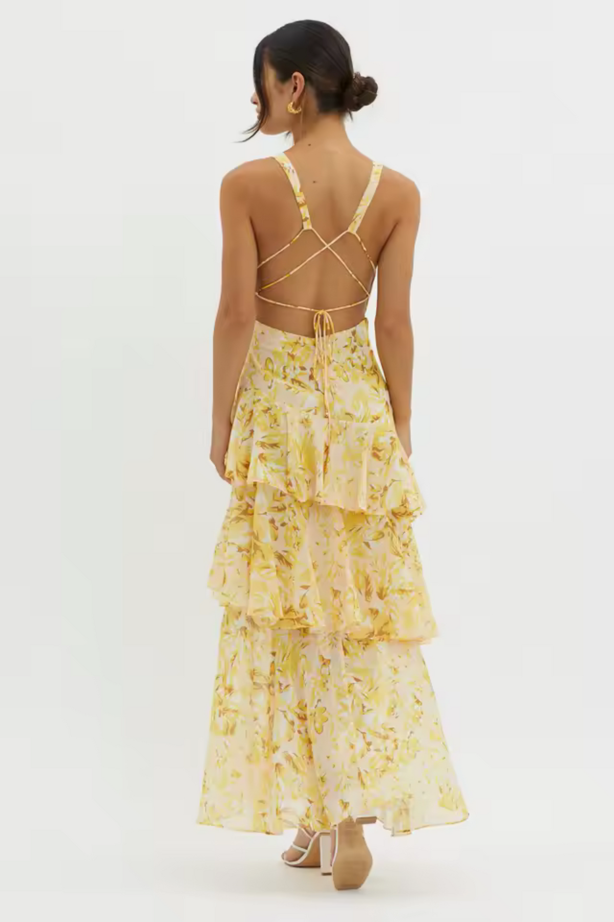 Carissa | Women’s Deep V Neck Flowy Tiered Maxi Dress