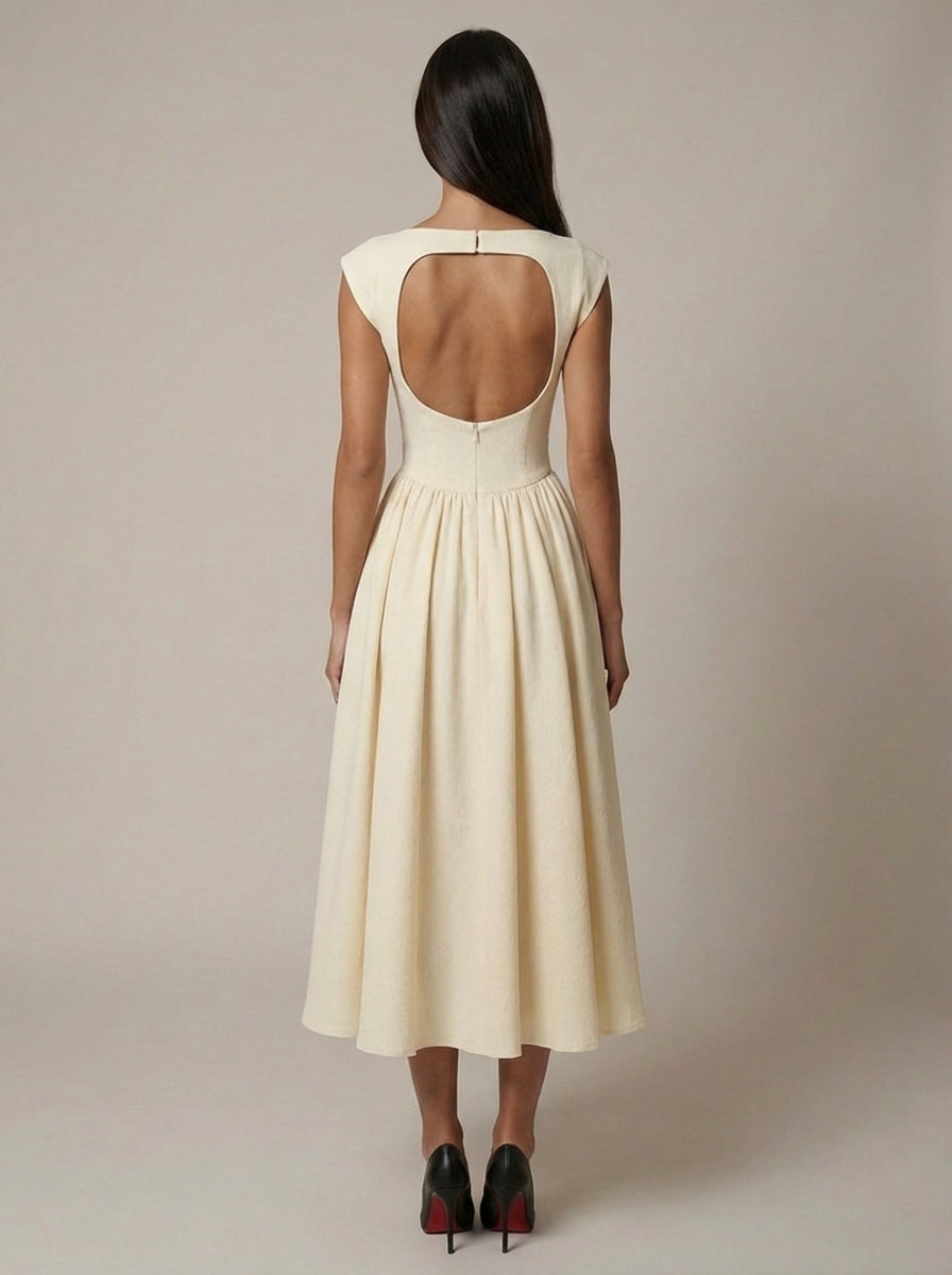 Carlene | Women’s Sleeveless Boat Neck Flowy Midi Dress