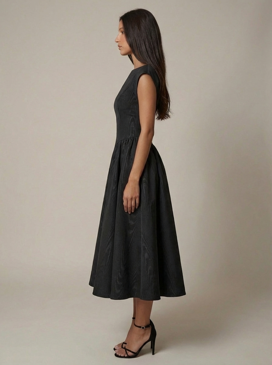 Carlene | Women’s Sleeveless Boat Neck Flowy Midi Dress