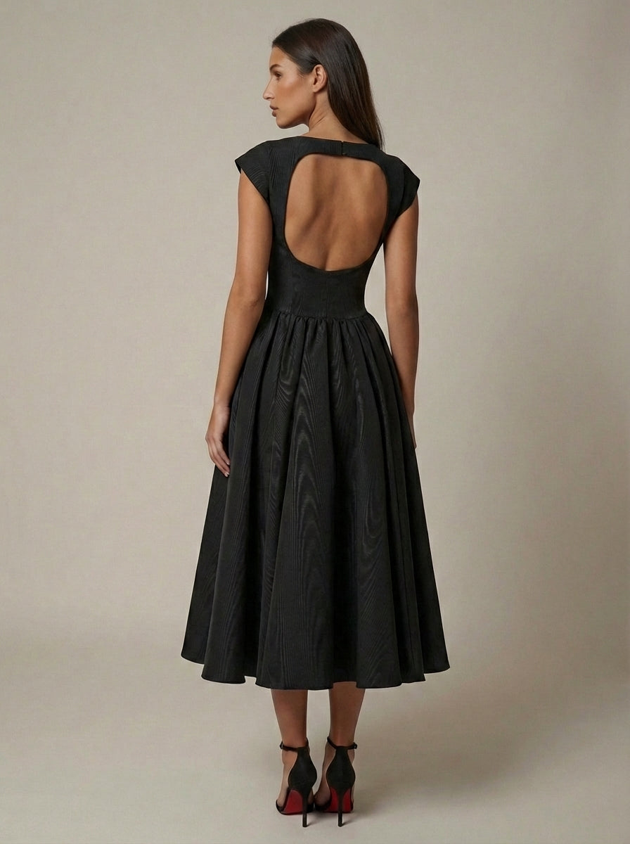 Carlene | Women’s Sleeveless Boat Neck Flowy Midi Dress
