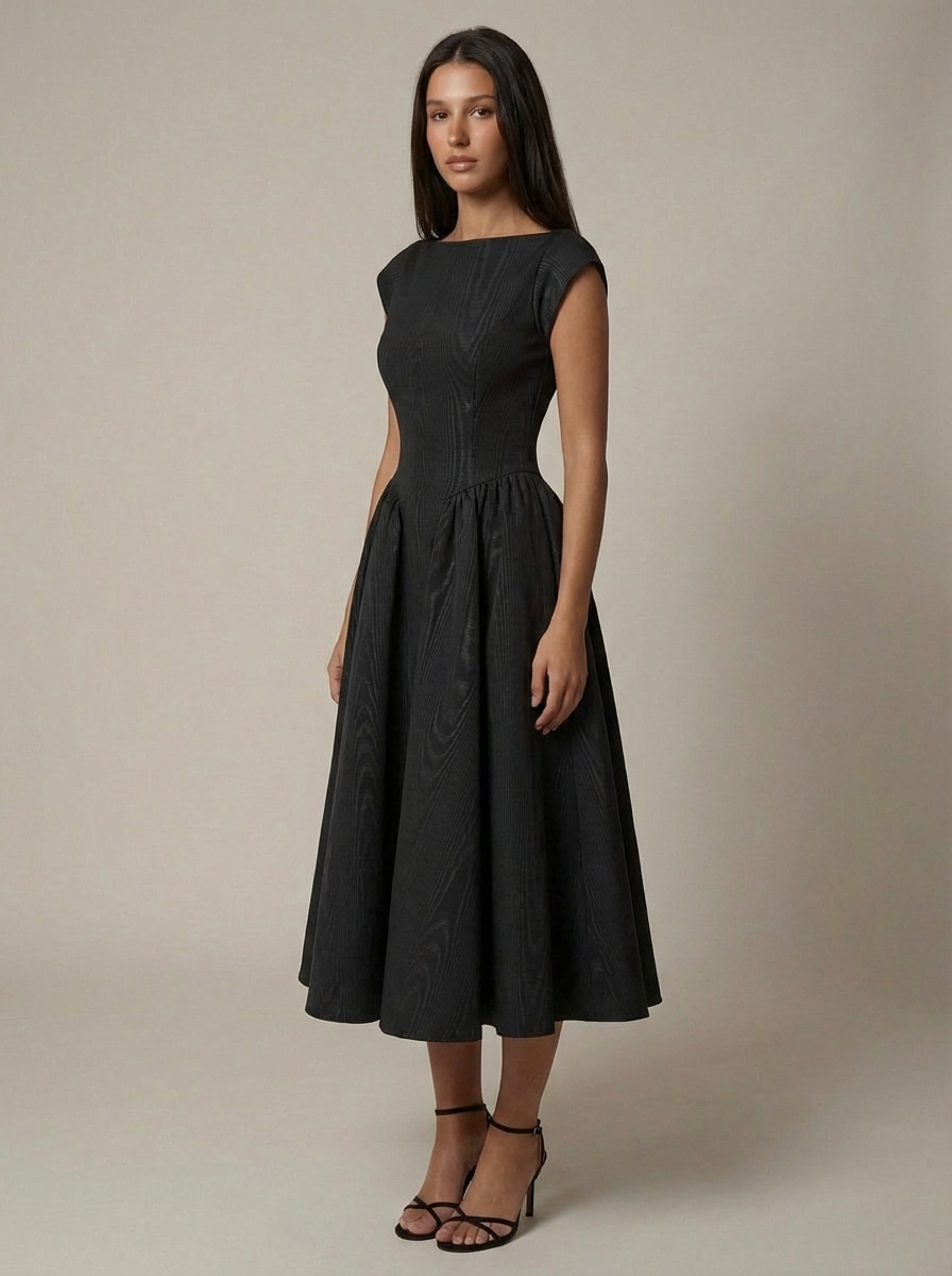 Carlene | Women’s Sleeveless Boat Neck Flowy Midi Dress