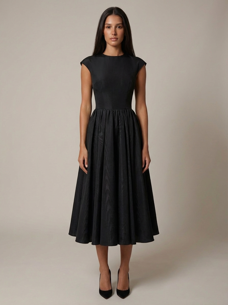 Carlene | Women’s Sleeveless Boat Neck Flowy Midi Dress