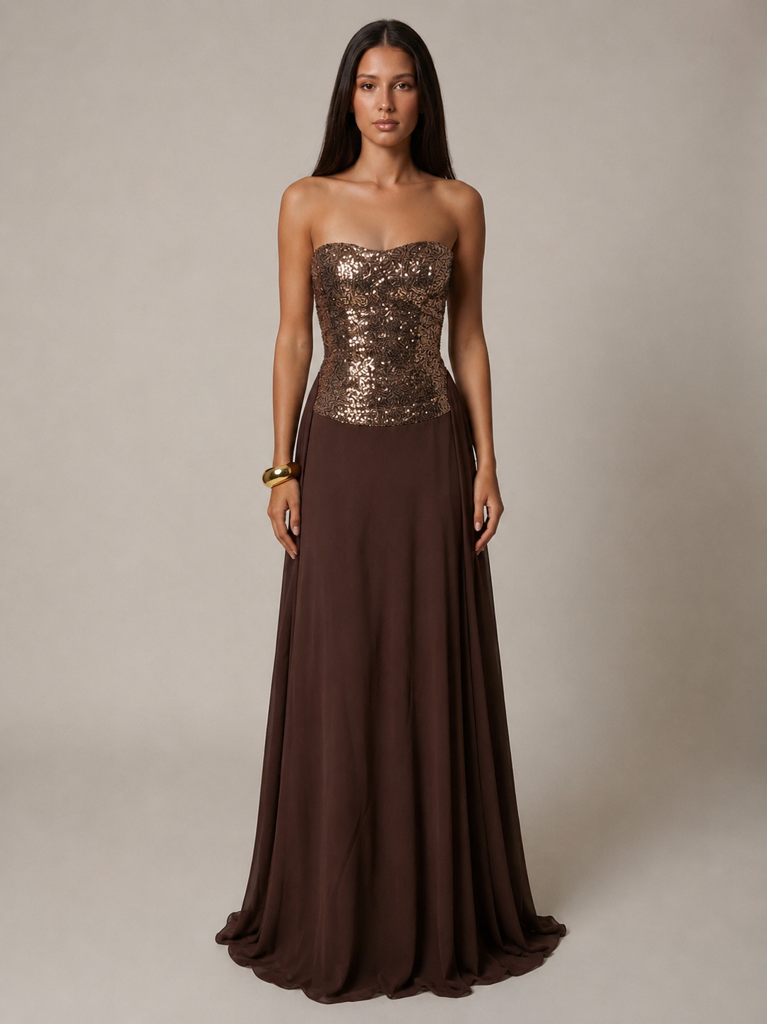 Carlin | Women’s Sweetheart Neck Strapless Draped Maxi Dress