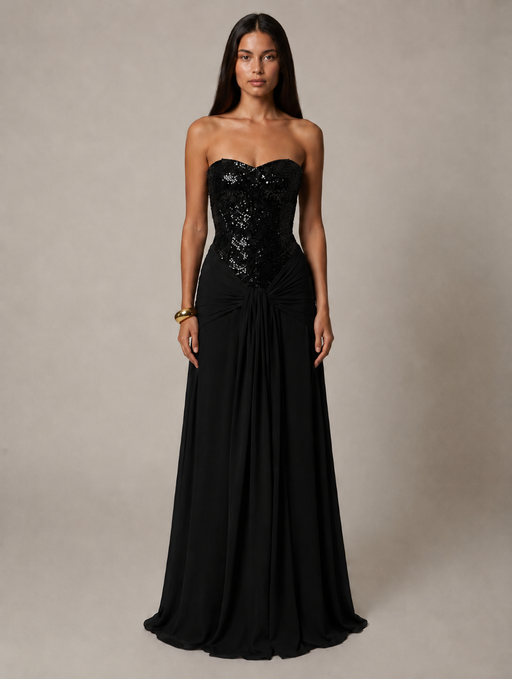Carlin | Women’s Sweetheart Neck Strapless Draped Maxi Dress