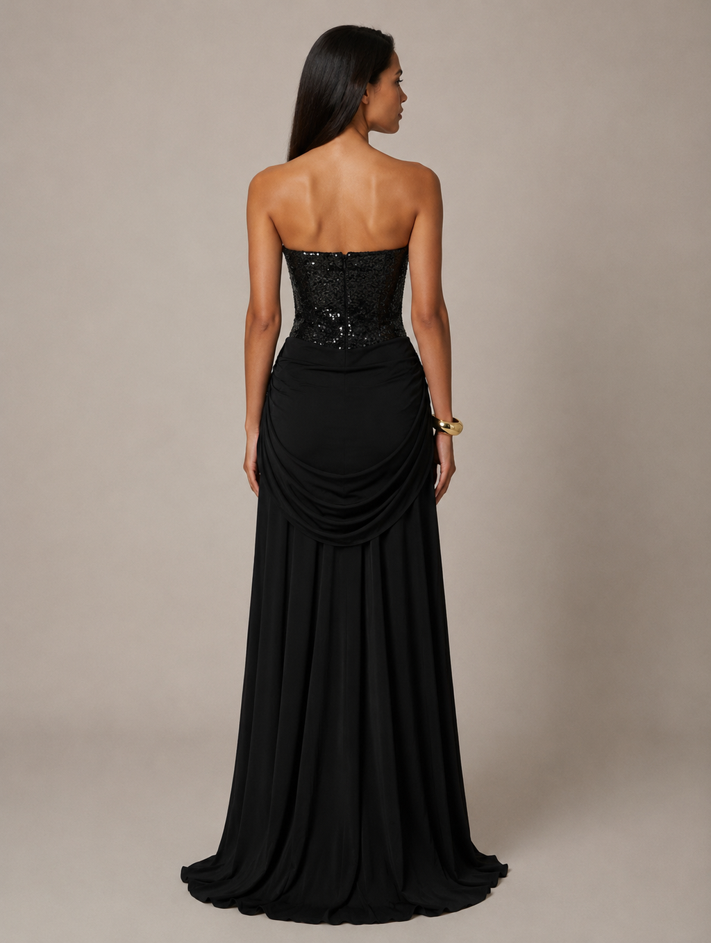 Carlin | Women’s Sweetheart Neck Strapless Draped Maxi Dress