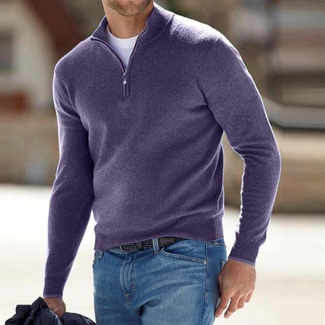Carlos | Men’s Long Sleeve Ribbed Collar Zip Front Polo Sweater