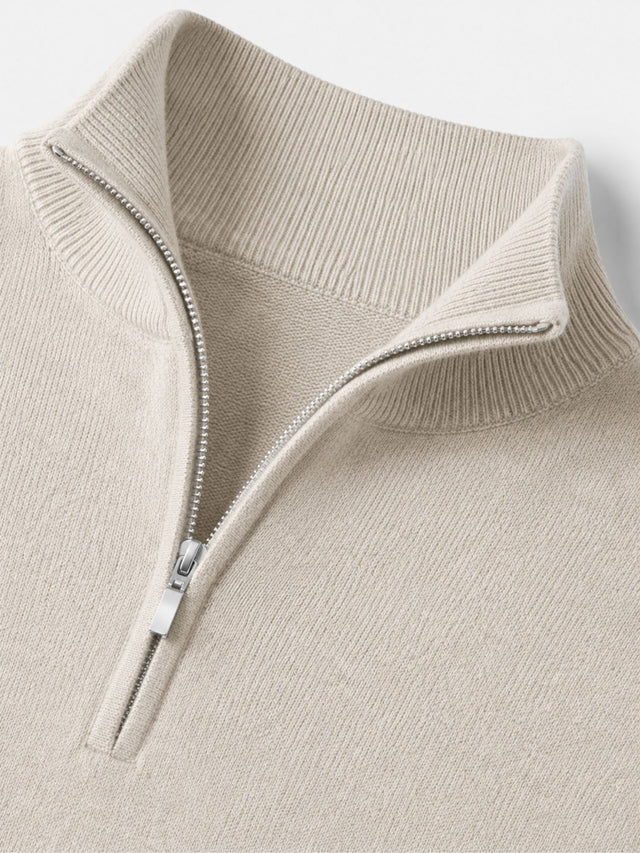 Carlos | Men’s Long Sleeve Ribbed Collar Zip Front Polo Sweater
