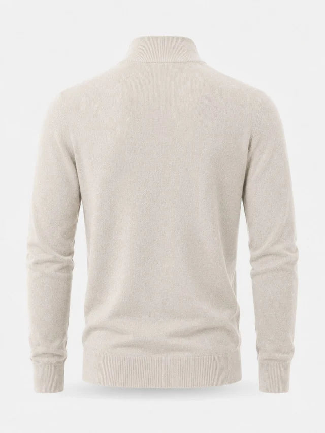 Carlos | Men’s Long Sleeve Ribbed Collar Zip Front Polo Sweater