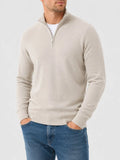 Carlos | Men’s Long Sleeve Ribbed Collar Zip Front Polo Sweater