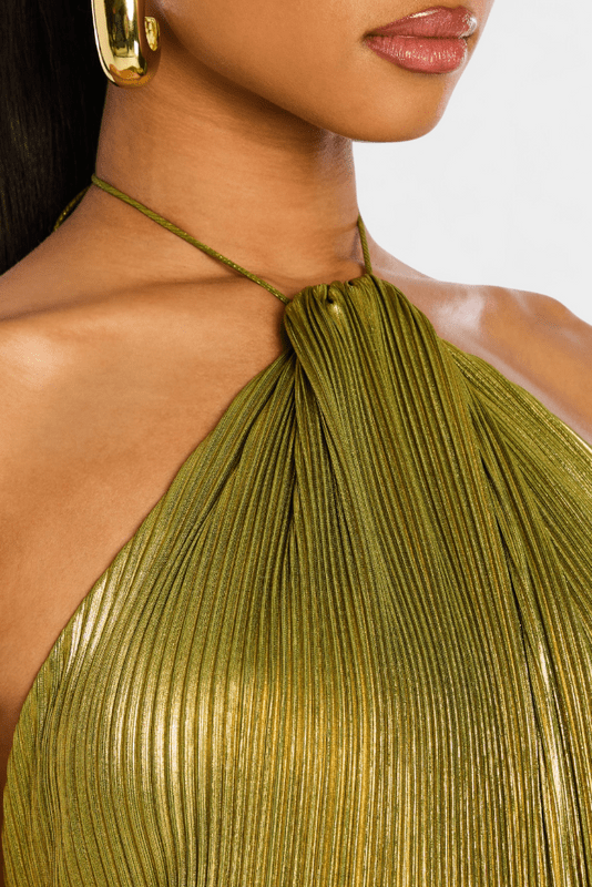 Carly | Women’s Backless Draped Pleated Maxi Dress