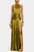 Carly | Women’s Backless Draped Pleated Maxi Dress