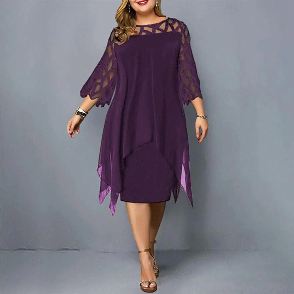 Carmel | Women's Round Neck Cut Out Short Sleeve Midi Dress