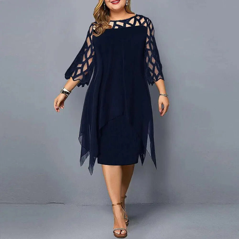 Carmel | Women's Round Neck Cut Out Short Sleeve Midi Dress