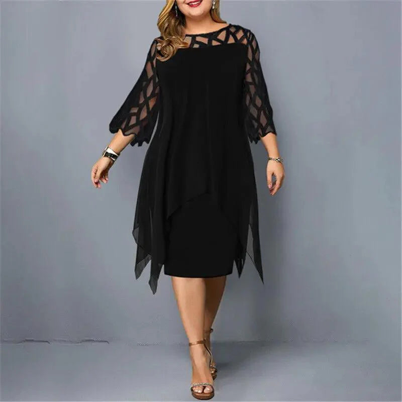 Carmel | Women's Round Neck Cut Out Short Sleeve Midi Dress