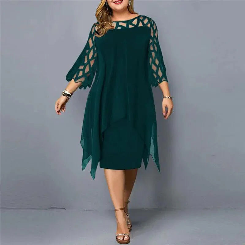 Carmel | Women's Round Neck Cut Out Short Sleeve Midi Dress
