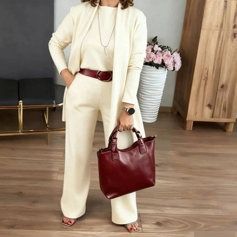 Carole | Women's Long Sleeve Wide Leg Three Piece Suit