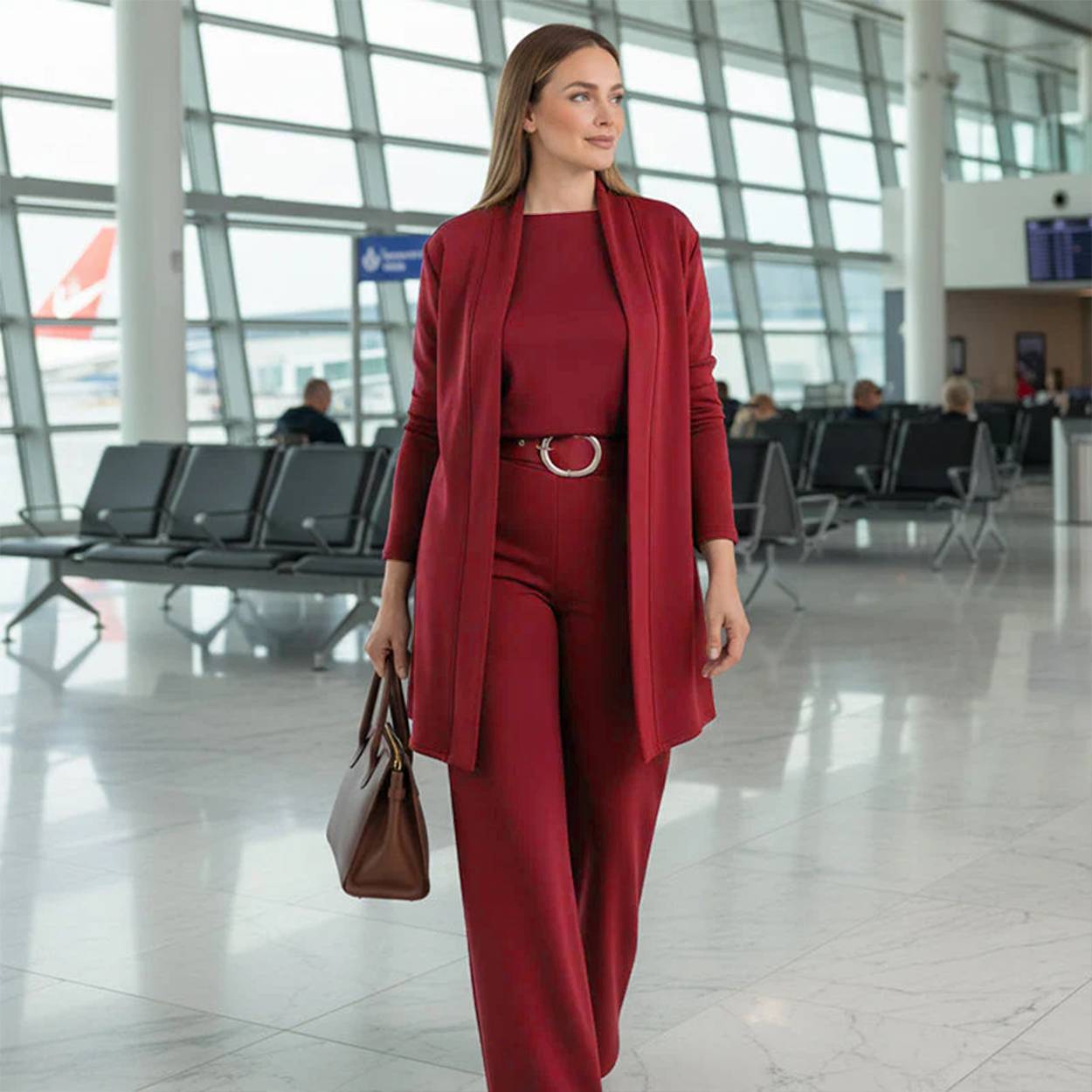 Carole | Women's Long Sleeve Wide Leg Three Piece Suit
