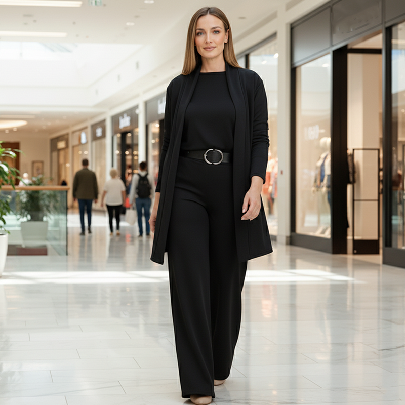 Carole | Women's Long Sleeve Wide Leg Three Piece Suit