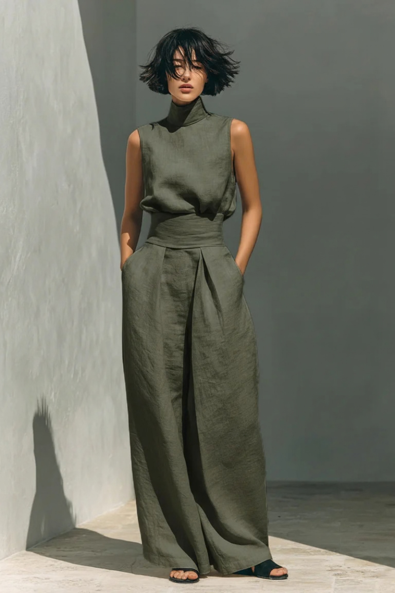 Carolina | Women's Sleeveless Mock Neck Two Piece Set