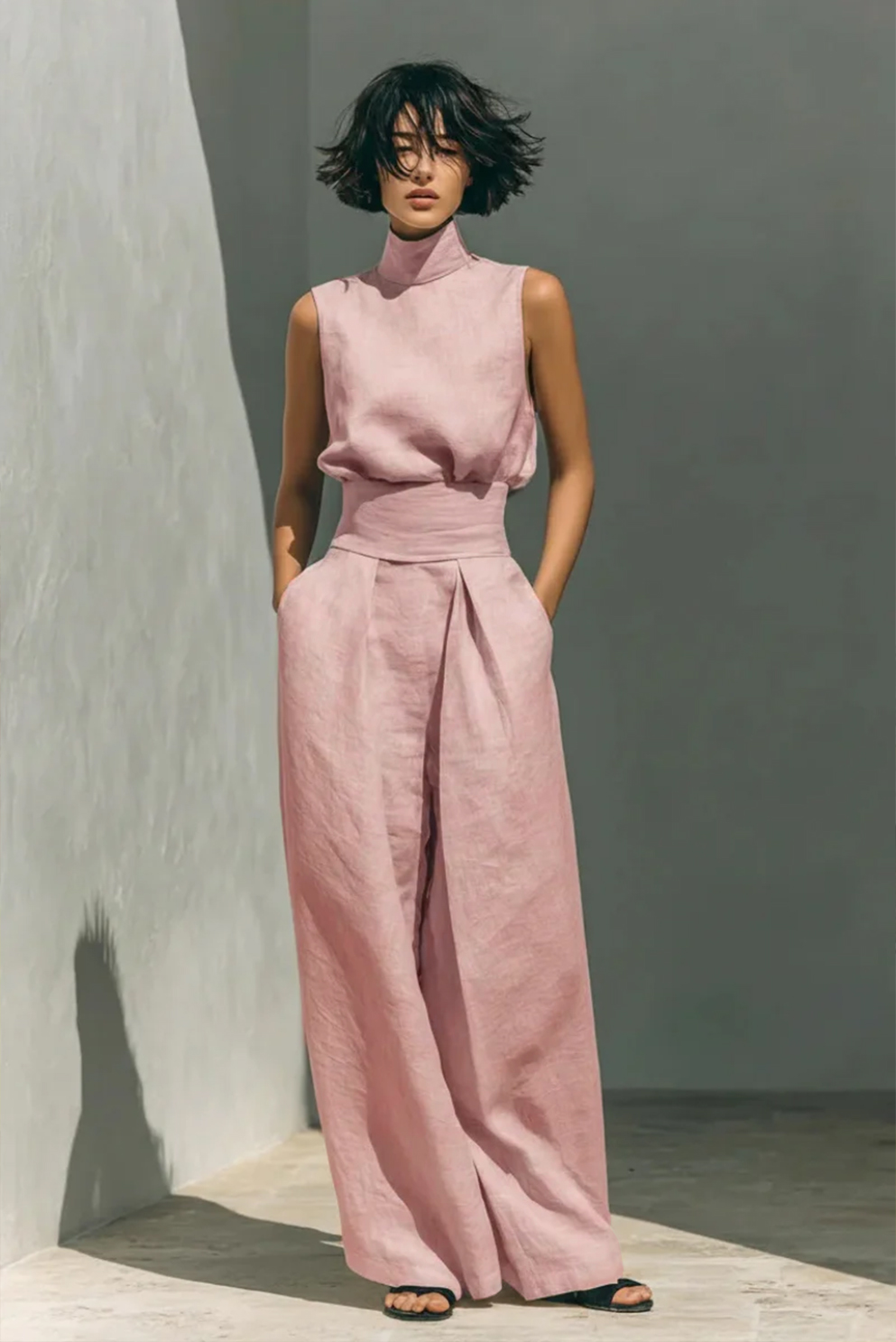 Carolina | Women's Sleeveless Mock Neck Two Piece Set